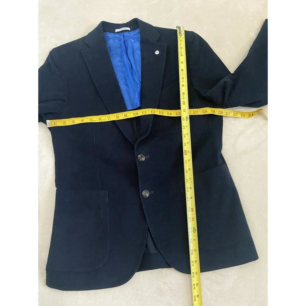 Dutch Dandies Velvet Sport Coat Blazer Navy Blue Size 48
